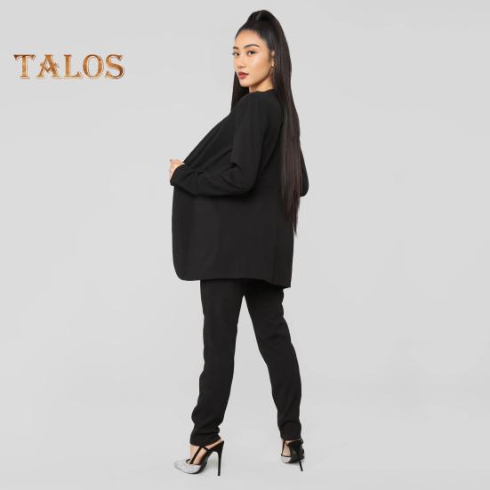 2 ks/sada Dámský formální kabát a kalhoty Dlouhý rukáv Slim střih Klopový kardigan Středně dlouhá bunda Kalhoty s vysokým pasem Formální obchodní Cestovní outfit