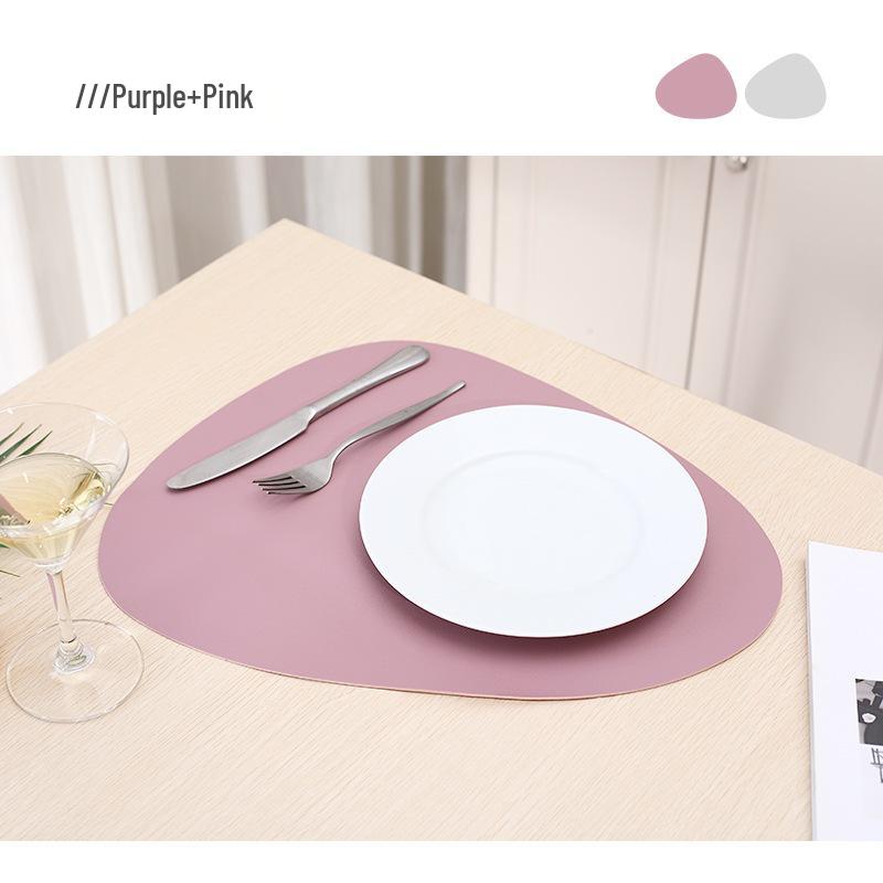 Two-Tone PU Leather Placemat: Waterproof, Oil-Proof, Heat-Insulating, Non-Slip PVC Mat for Western Dinner Plates.
