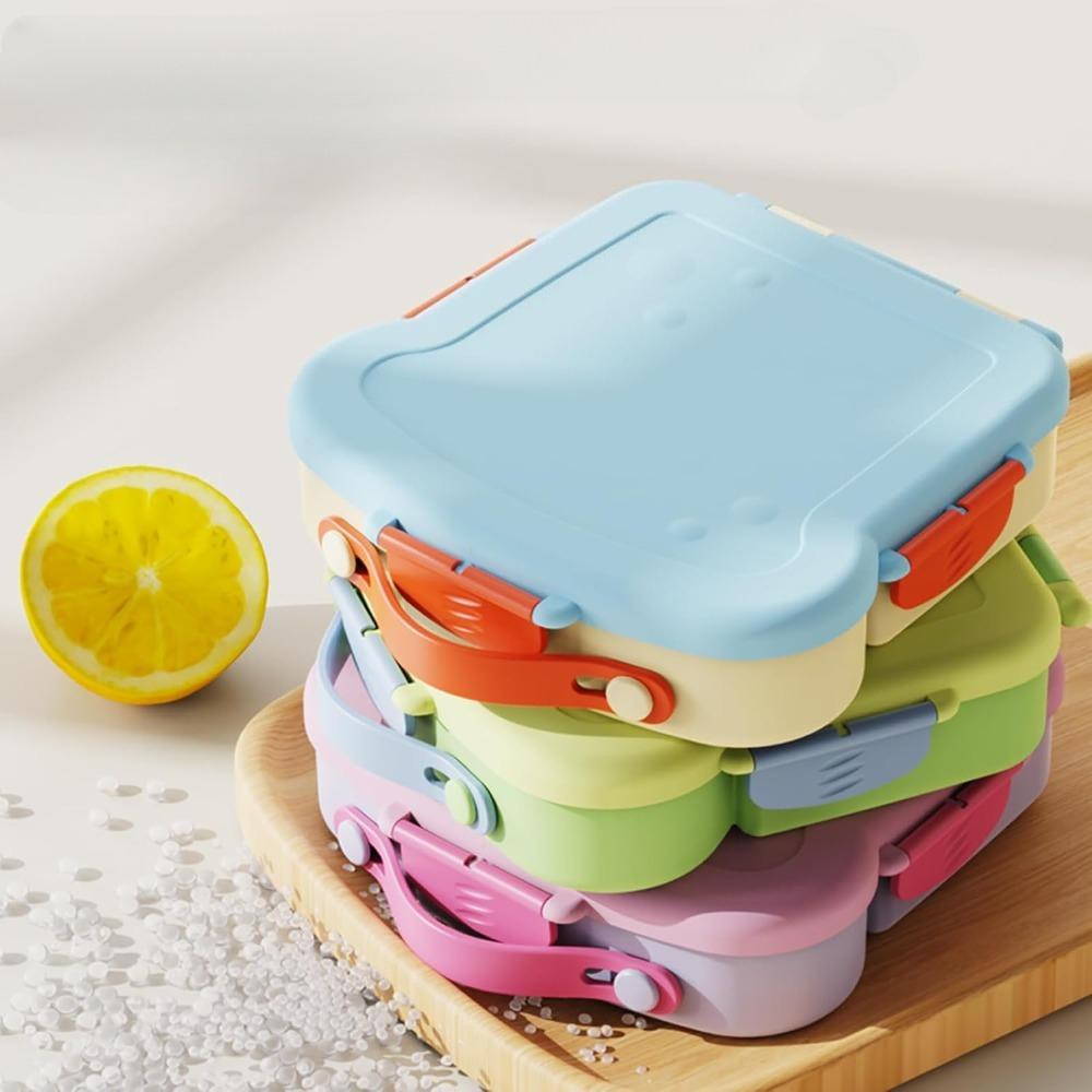 Bento Box for Kids School Lunch Box with Utensils and A Dipping Bowl Leak-Proof 4 Compartments with Carrying Handle