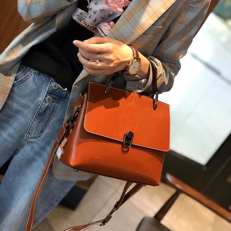 Genuine Leather Wide Strap Shoulder Crossbody Bags For Women  Trend Designer Short Handle Ladies Handbags