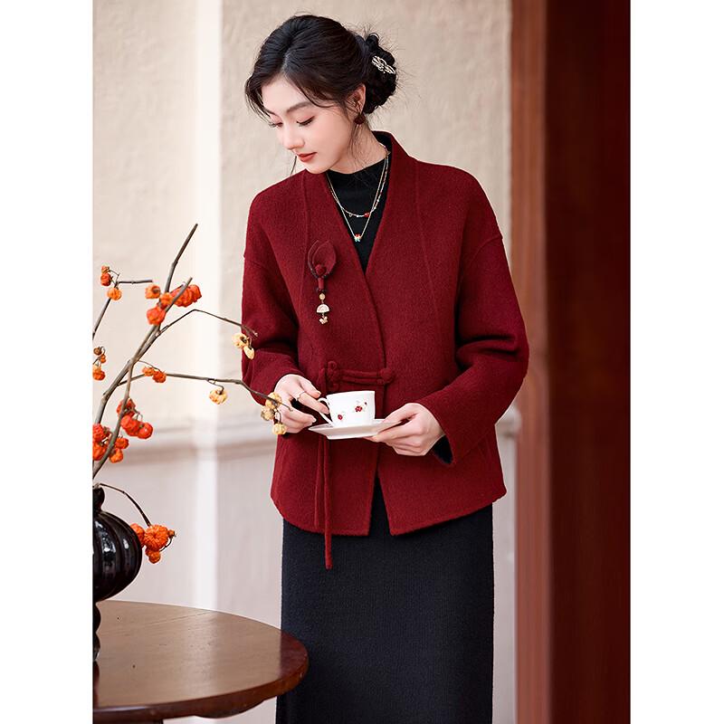 Watery Years Women's New Chinese Style Short Wool Coat