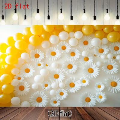 Yellow White Balloon Floral Backdrop for Wedding Bridal Shower and Event Decoration