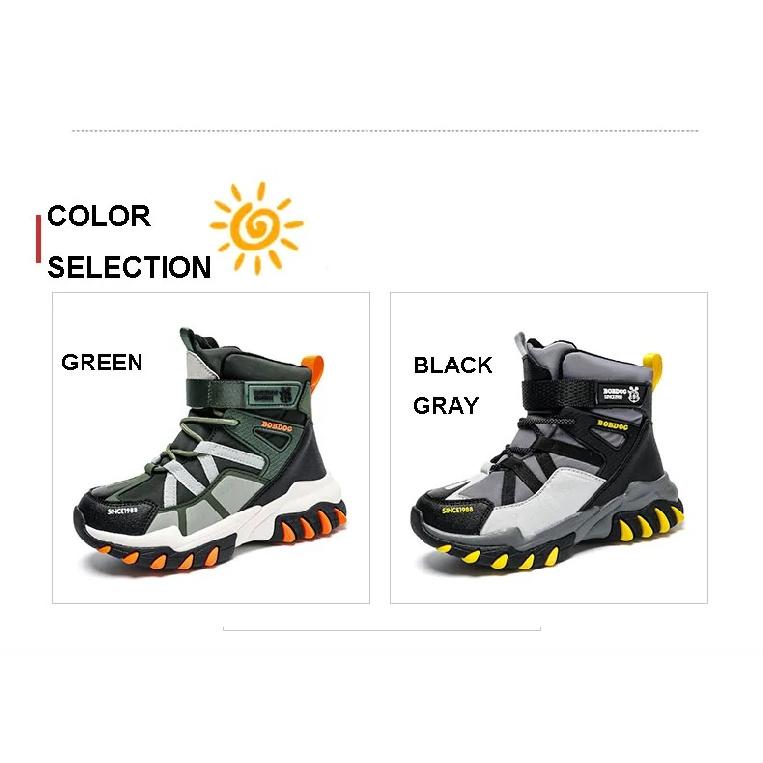 Winter Fashion High-top Sneakers for Children Warm Plush Snow Boots Child Waterproof Sneakers Boys Non-Slip Outdoor Boots 30-39