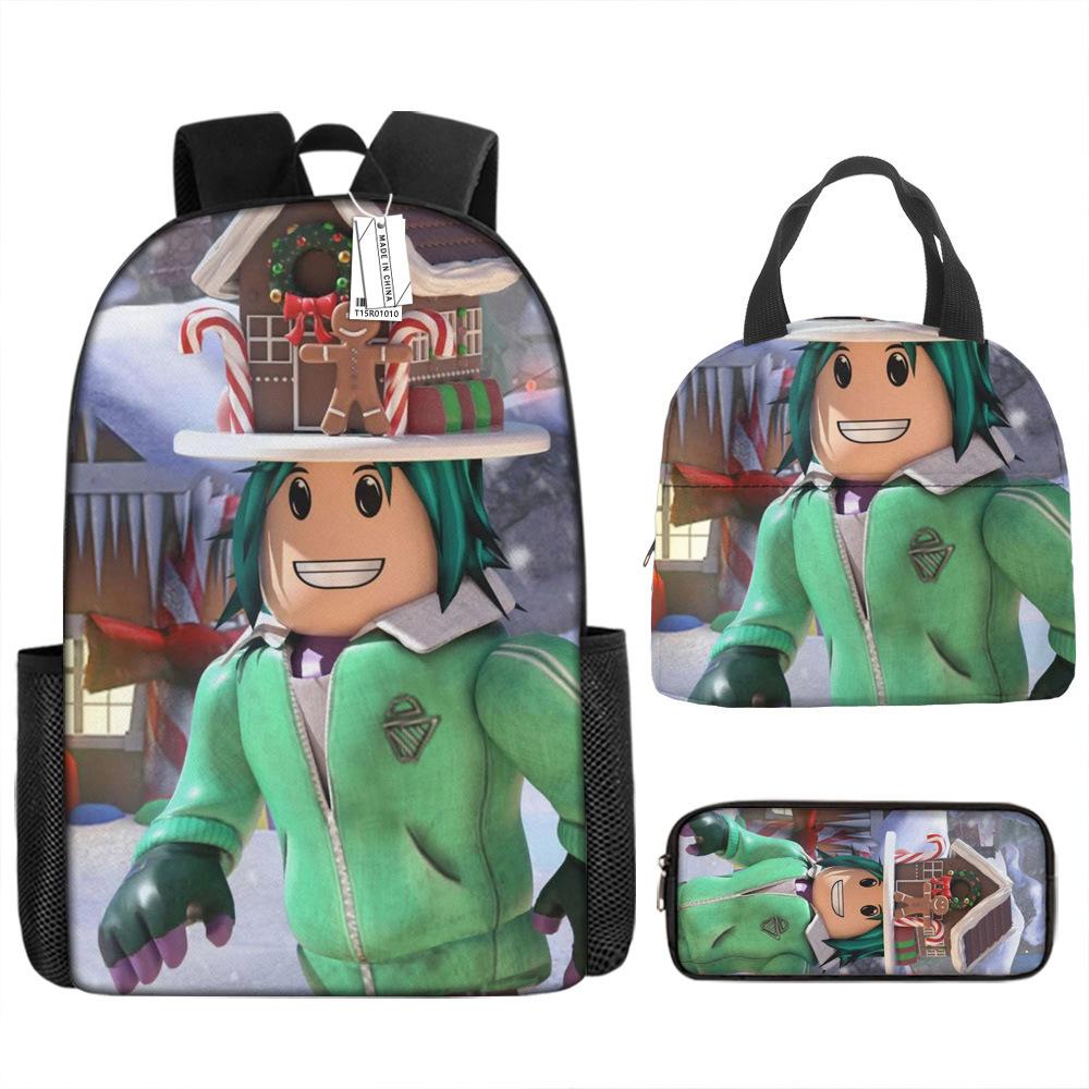 New Virtual World ROBLOX Primary and Secondary School School Bag Children's Backpack Backpack Cartoon Lunch Bag