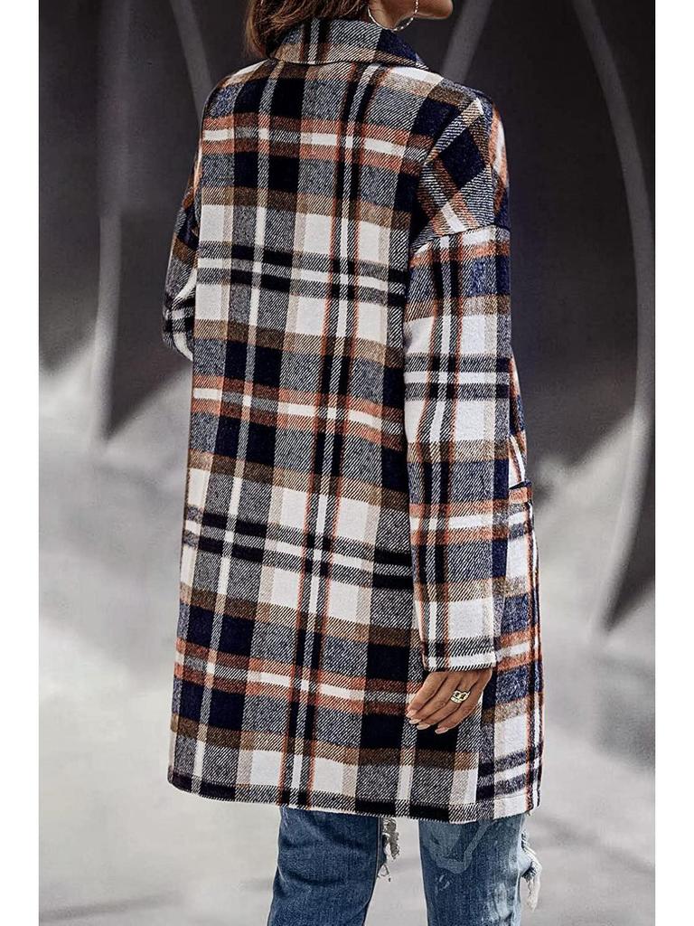 Autumn European & American Plaid Lapel Women's Casual Blazer