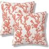 Tropical Pattern Corals Throw Pillow Covers Beach Coral Square Pillow Cases 18x18 Inch Set of 2 Nautical Coastal Themed Outdoor Decorative Pillowcase