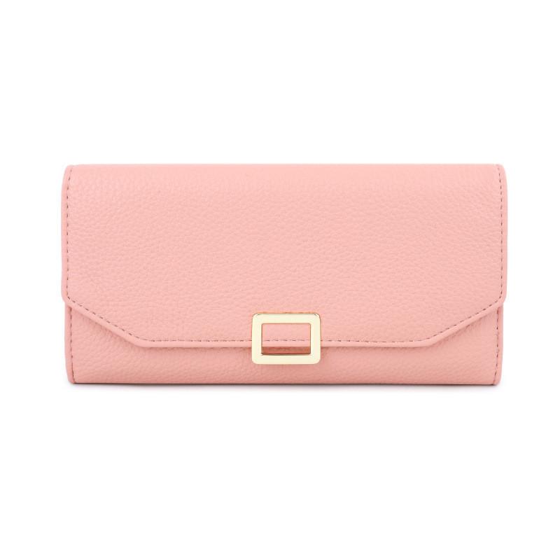 Модный трехскладной длинный кошелек женский с узором  лиchee  модный оптом розовый