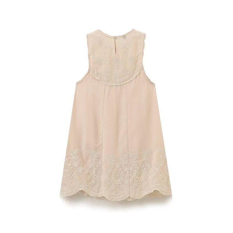 Fashion Style 2024 Autumn New Women's Clothing Sleeveless Versatile Contrast Color Embroider Dress Short Skirt 6895073