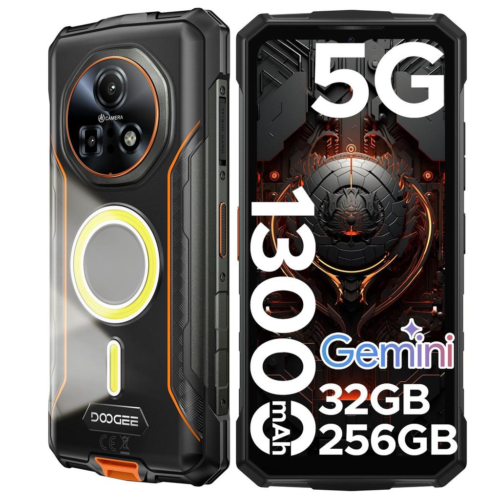 DOOGEE Fire 7 Pro Rugged Phone 5G,POC Intercom Function,Dual Camping Lights,32GB+256GB/2TB, 13000mAh/33W, 6.6" HD+IPS, 64MP+20MP