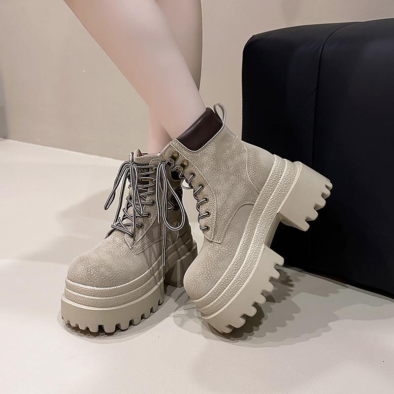 Modische Stiefeletten für Damen Designer Flats Plateauschuhe Mode Winterkleid Damenstiefel 2025 Neu Wildleder Gemütliche Chelsea Botas De Mujer