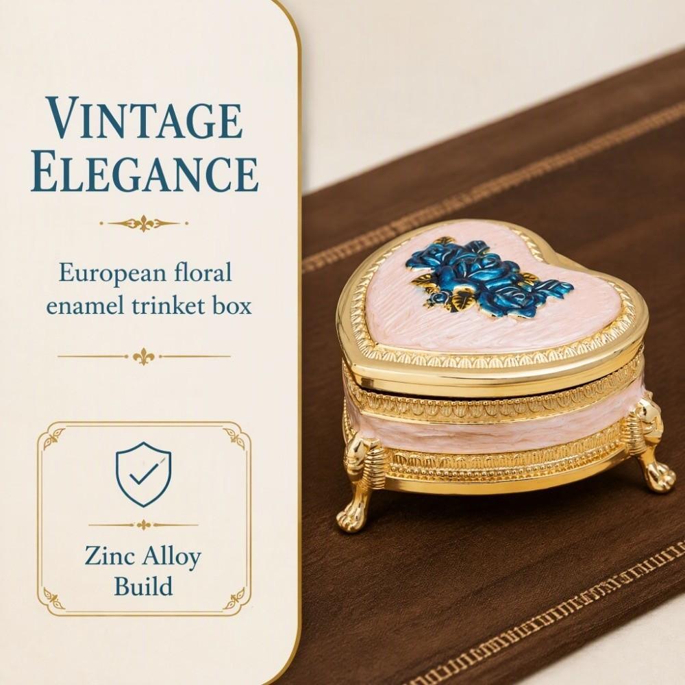 Zinc Alloy Jewelry Storage Holder Heart Shape Vintage Jewelry Organizer Box  For Earrings