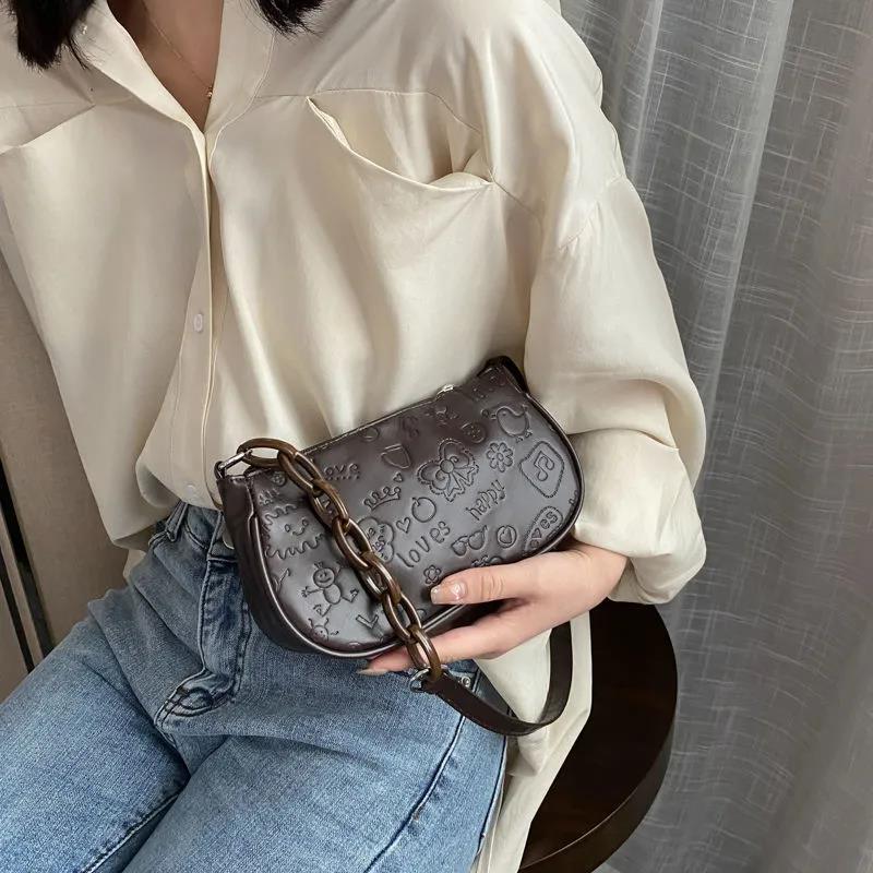 Handle Bag Women Retro Handbag PU Shoulder Totes Underarm Vintage Top Handle Bag Female Small Subaxillary Bags Clutch