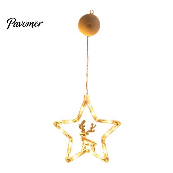 Suspended Starlight Window Accents LED Christmas Star Light, Tree Letter Suction Cup Hanging Lamp Reusable Decoration Set for Glass, Battery Operated