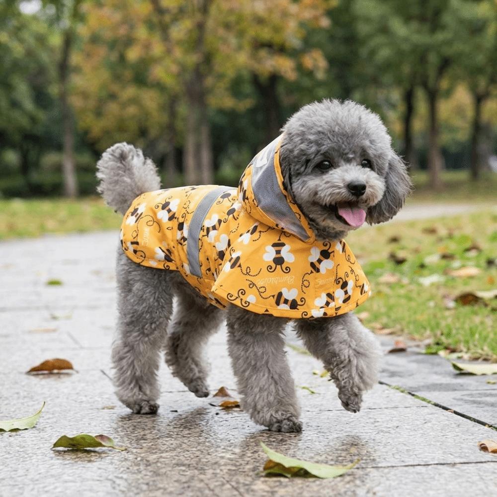 Bee Shaped Pet Rain Poncho Reflective Strips Reflective Dog Raincoat Dog Raincoat  Dog Outdoor Wear
