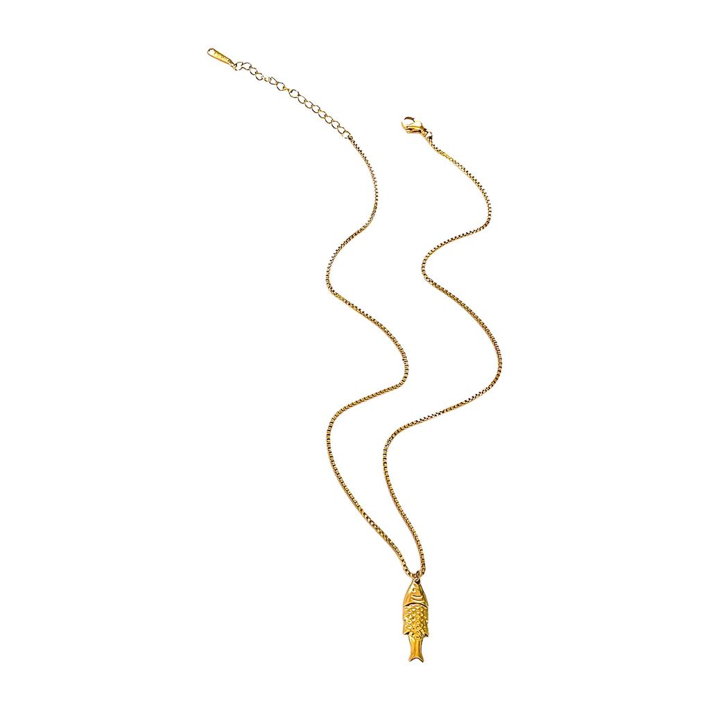 Trendy Minimalist Fish Symbol Necklace Stainless Steel Jewelry Gift For Women Everyday Versatile Handmade Chain