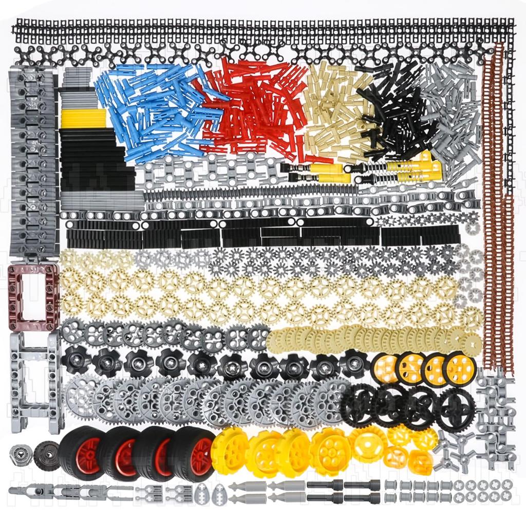 AIMATRIX 852Pcs Technic Gears and Axles Are Compatible with Mainstream Building Block Brand Technic Sets, Car Trucks - Geared Tires - Pins - Shock