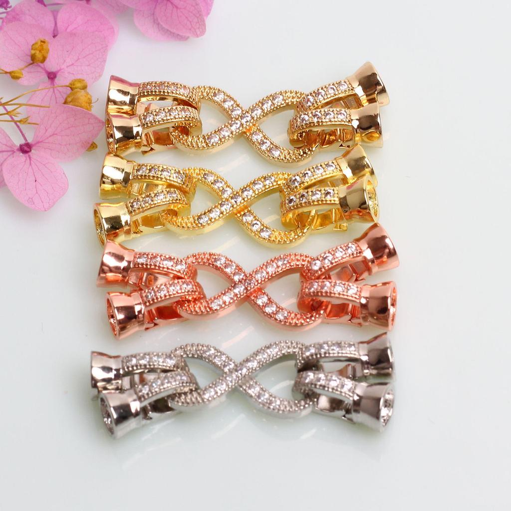 14k Goud Gevuld Zirconium Strik & Parel Bloemvormige Gesp voor DIY Sieraden Accessoires