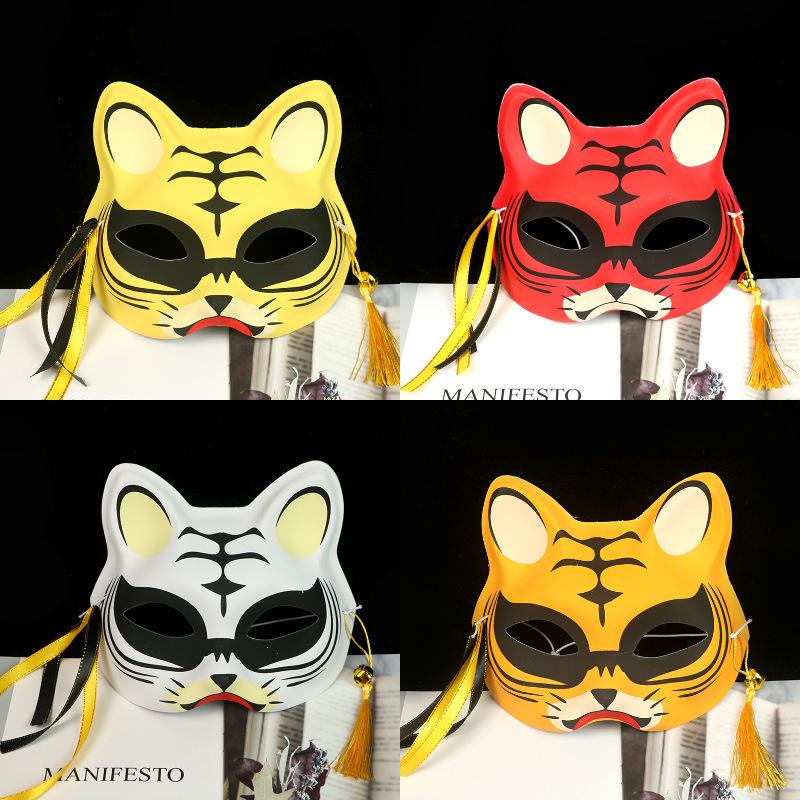 Neue leuchtende alte japanische Stil Halbgesichts Kinder Anime Fuchsmaske für Halloween