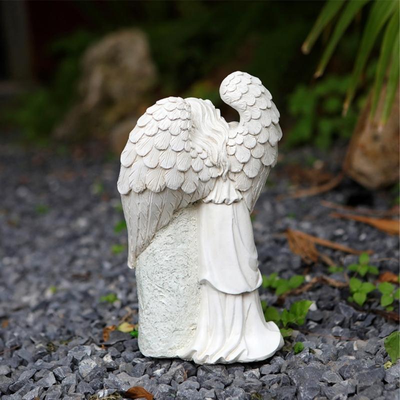 Handcrafted Religious Link Monument Cemetery Ornament Detailed Angel Figure Underweight Resin Sculpture For Gardens