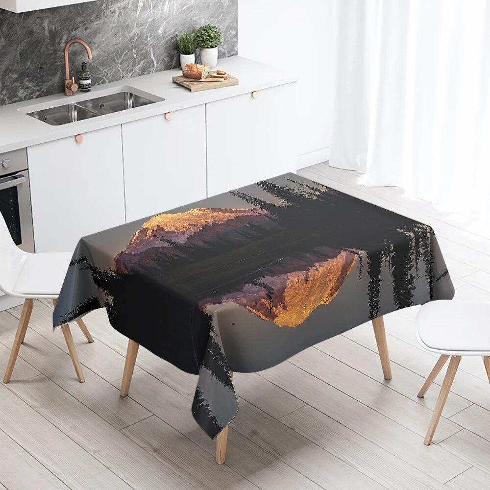 Mountains and Lakes Scenery Tablecloth Outdoor Camping  Antifouling Waterproof Home Kitchen Table Decoration