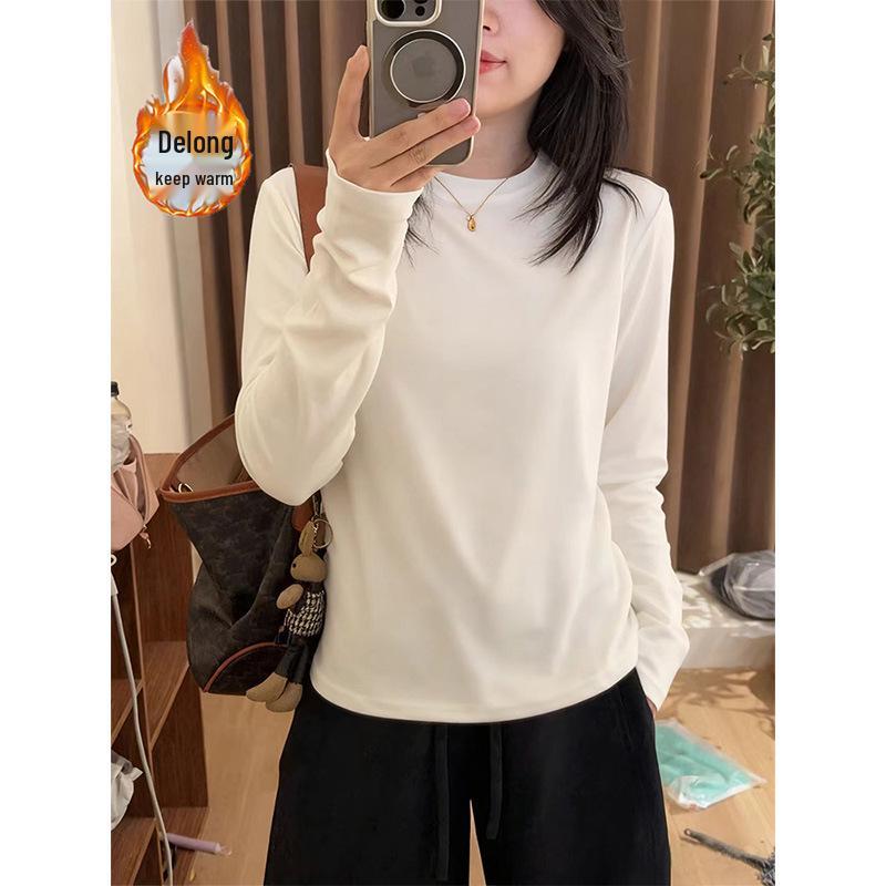 Women s Warm Long Sleeve T-shirt: Trendy, Versatile Top for Autumn/Winter 2026 2XL