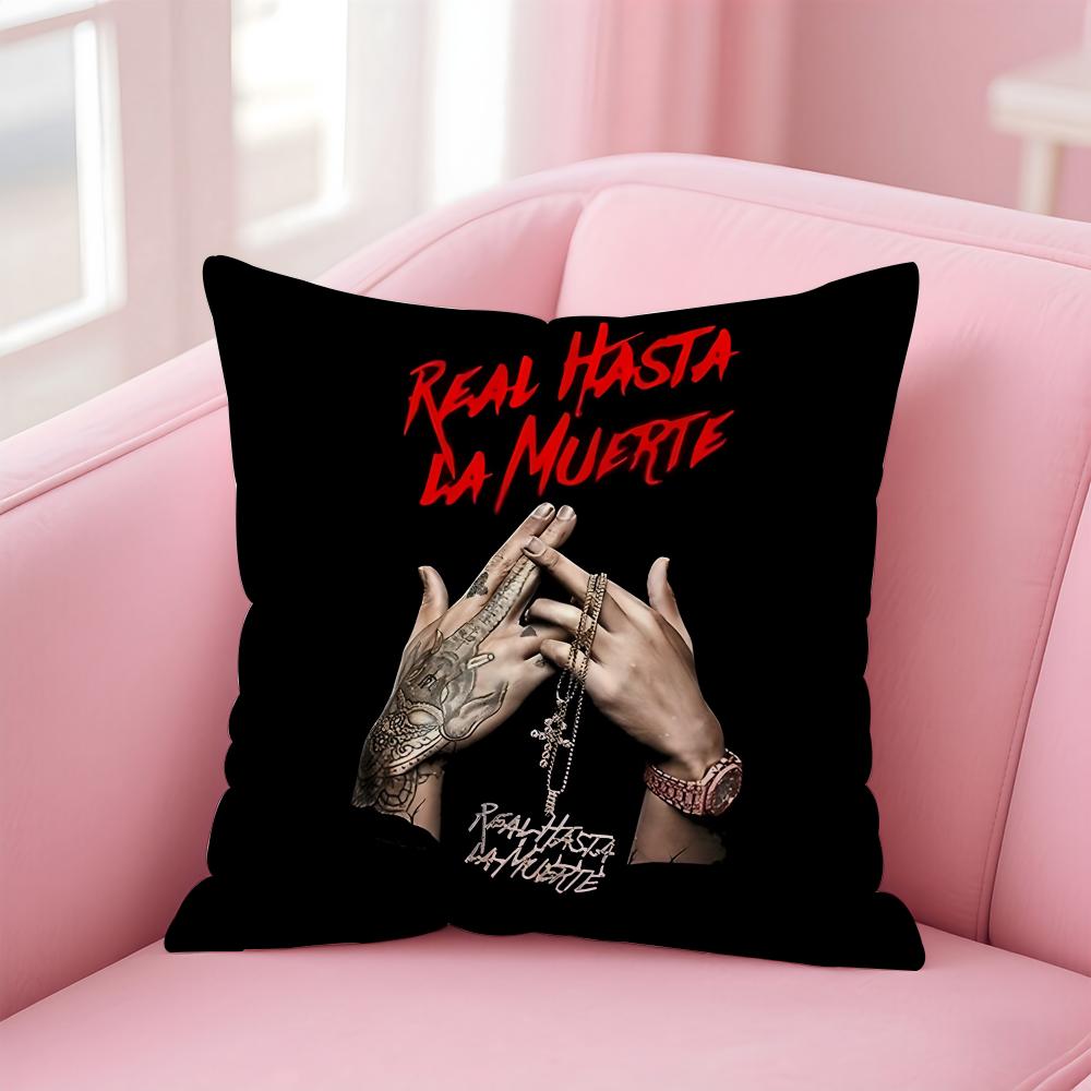 Anuel Aa Real Hasta La Muerte Pillow Case Anti-Dustmite Pillowcase Invisible Zipper Silky Short Plush Sofa Cushion Cover