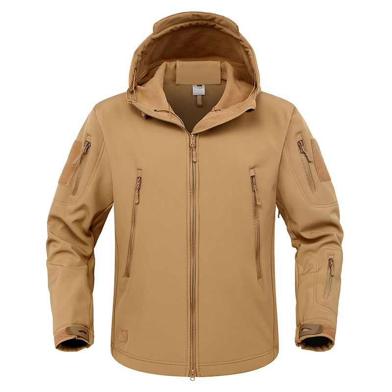 WTEMPO Large Size Soft Shell Waterproof Military Jacket Men Winter Warm Outdoor Hiking Hooded Camouflage Fleece Tactical Solid Oclor Coat