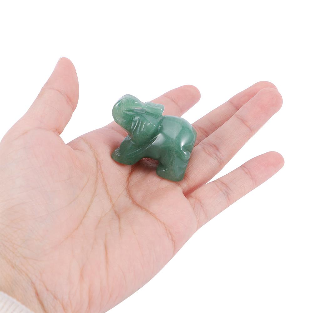 Domácí dekorace Figurka Zelená Stolní dekorace Soška slona Aventurin Vyřezávaný slon Nefritový kámen Ručně vyřezávaný