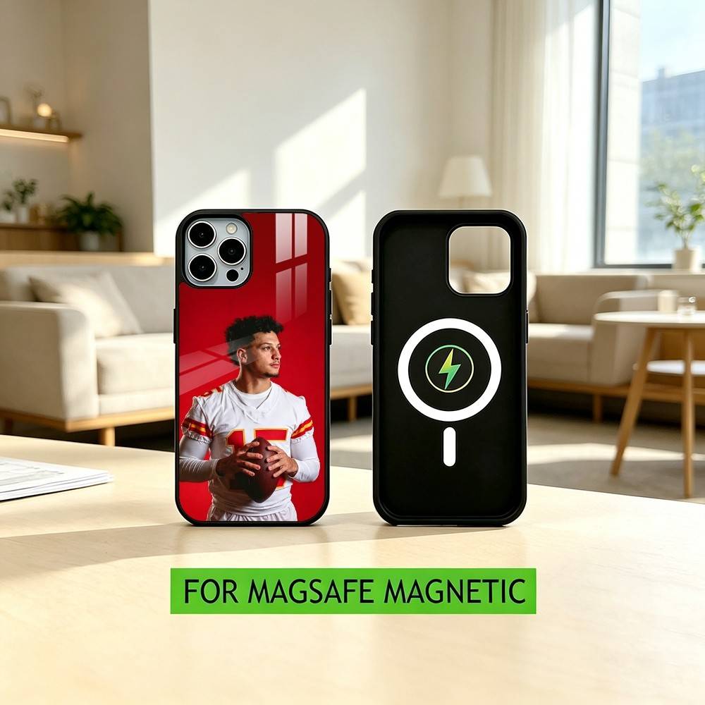 American Football P-Patrick M-Mahomes Phone Case For iPhone17,16,15,14,13,12,11 Plus,Pro Magnetic For Magsafe Wireless Charging