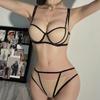 TERMEZY Sexy französisches Damen-Unterwäsche-Set, Push-up-BH und Höschen-Sets, bequemer Büstenhalter, verstellbare Träger, gerafftes Dessous-Set