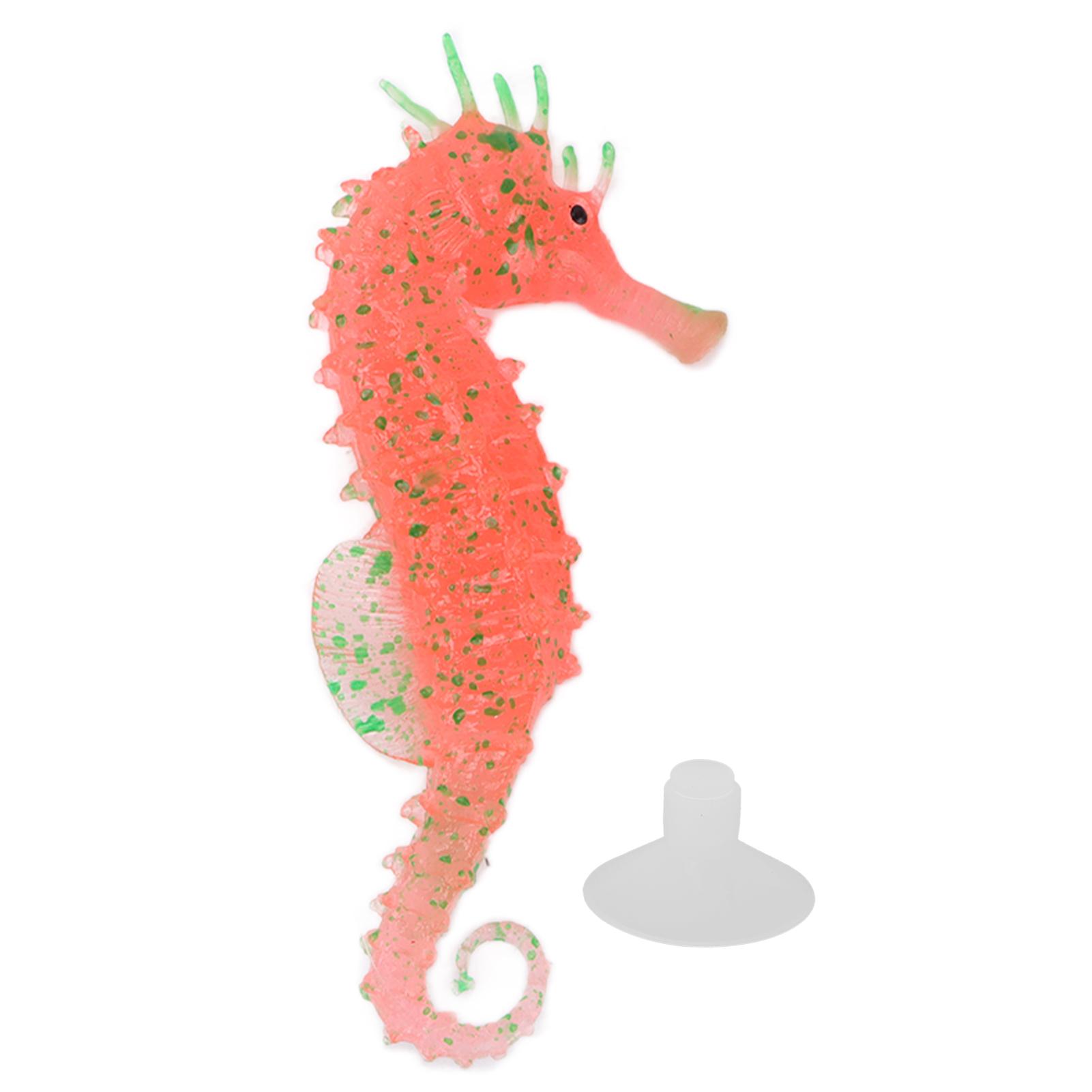 

Simulation Seahorse Realistic Luminous Silicone Hippocampus with Suction for AquariumsRed красный