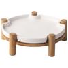 Nordic Creative Steak Plate Ceramic Dessert Cake Display Plate with Wooden Frame Family Party Barbecue Plate Kitchen Tableware
