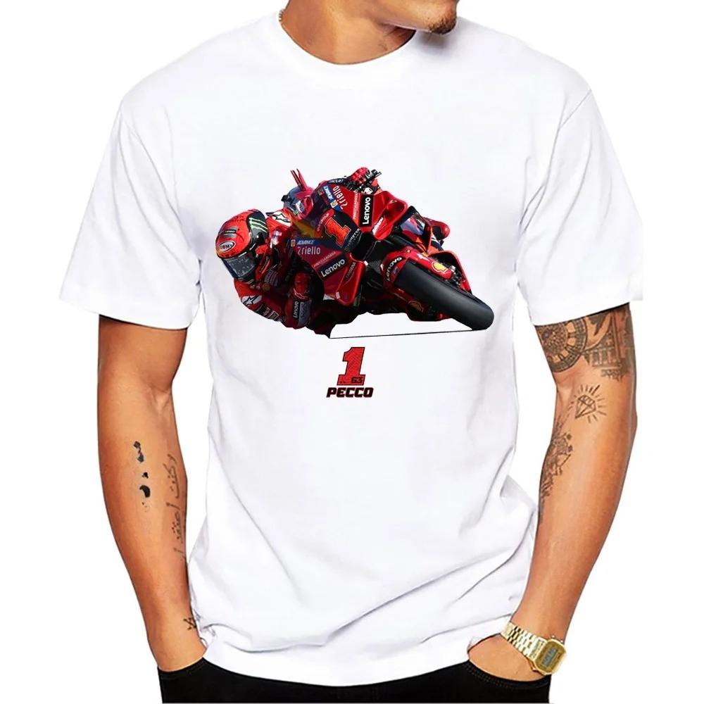 Francesco Bagnaia Pecco 1 GP Riding T-Shirt Hip Hop Boy Rider Casual T Shirt Pecco 63 Man Motorcycle Sport Racing White Tees