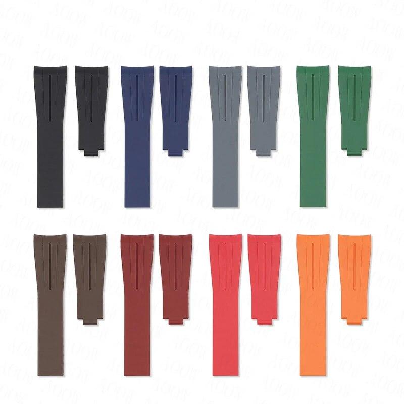 Rubber Watch Band Fit for Omega X Swatch Moonswatch 20mm Stainless Steel Folding Buckle Men Women Curved Replace Strap for Rolex