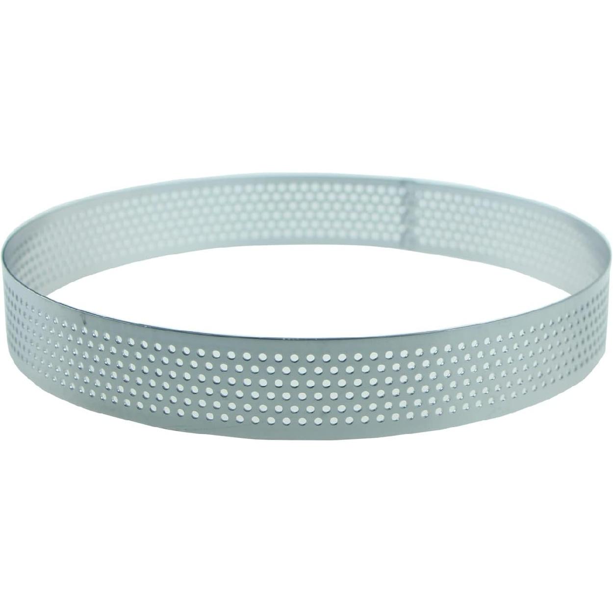 Keewah Round Perforated Tart Ring, 9 , Stainless Steel 6.5  Tart Ring