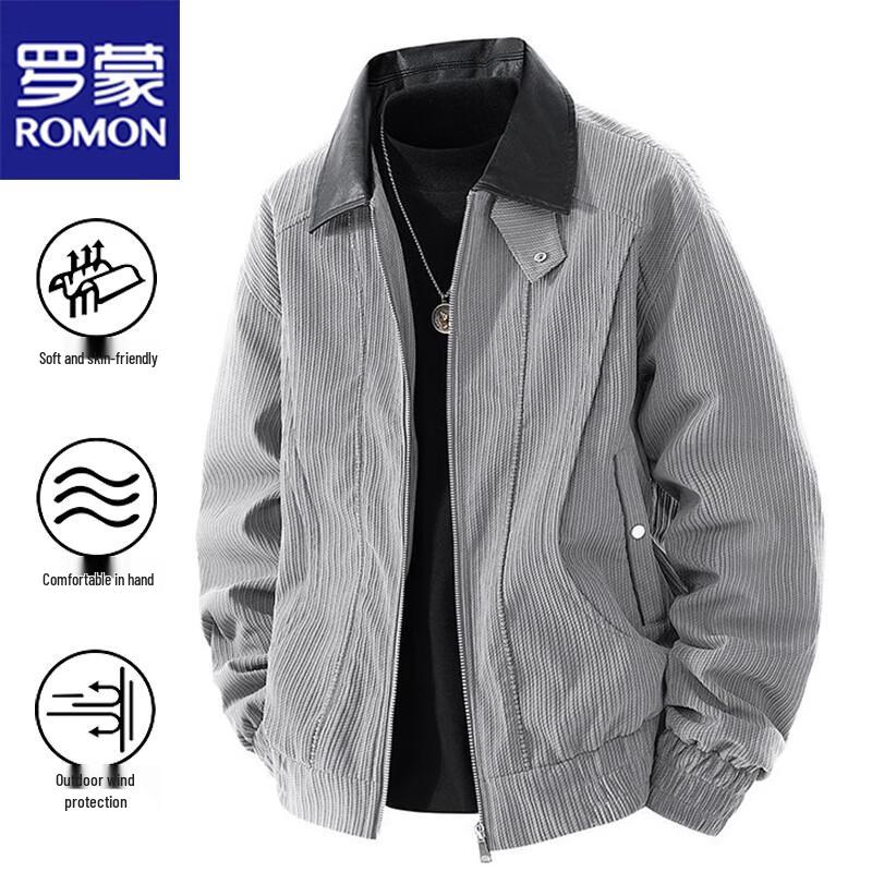 ROMON Men's Spring Autumn Casual Lapel Jacket
