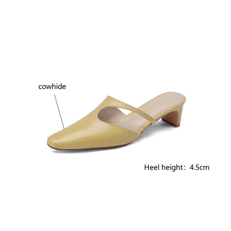 Fashion New 2025 Summer Women Shoes Mules Shoes for Women Simple Women Slippers Small Square Toe Slippers Ladies Shoes Zapatos De Mujer