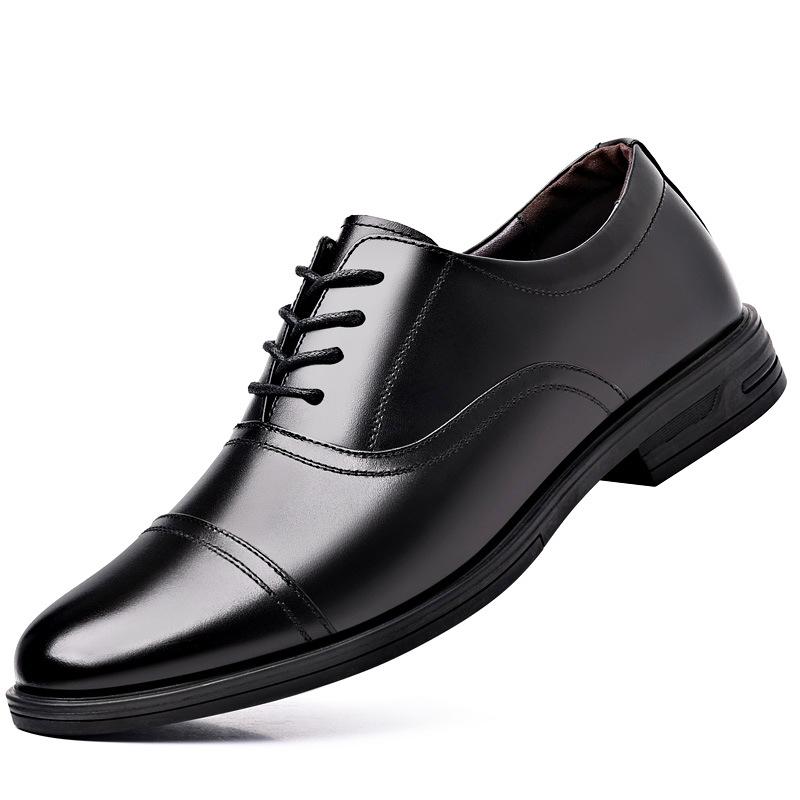Men'S Leather Shoes Leather Breathable Business Dress Three Joint Men'S Shoes Leather Shoes Versatile Non-Slip Soft-Soled Shoes Men