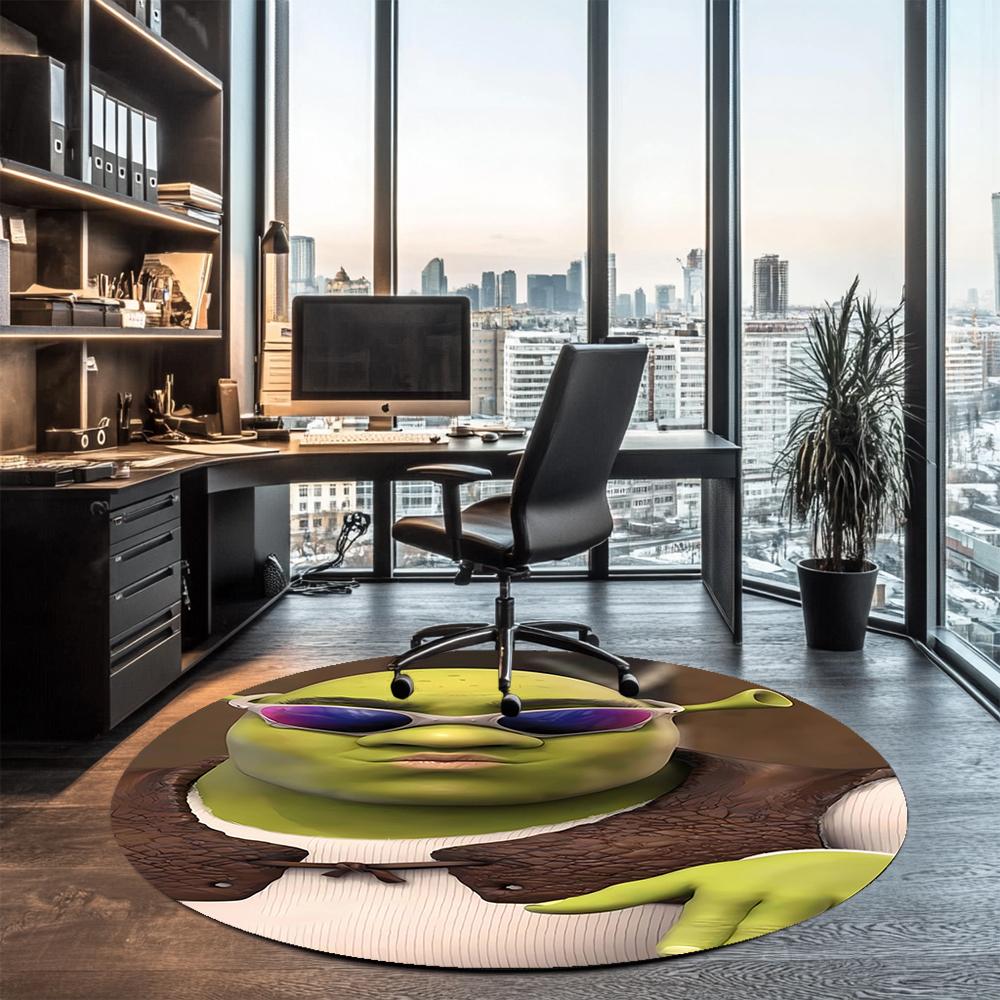 Runder Shrek-Teppich Teppich Stuhlteppich Teppich für Wohnbereiche Eingangsbereich Fußmatten, für Bürostuhl Wohnzimmer Schlafzimmer Küchenraum.