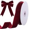 10 Yards Burgundy Velvet Ribbon 1 Inch for Christmas Tree,Dark Red Velvet Christmas Ribbon for Gift Wrapping Holiday Decorations