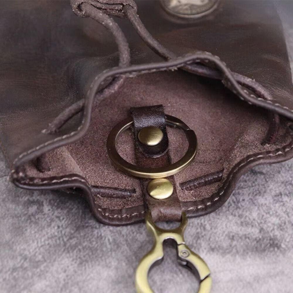 Retro Pouch Change Purse Mini Key Ring Coin Purse Retro Drawstring Key Wallet  For Men