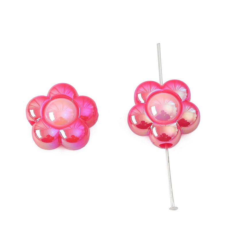 

Акриловые бусины с разноцветным покрытием, двухцветные цветочные бусины для DIY ожерелья, браслета, сережек, изготовления ювелирных изделий 16mm 4pcs фуксия