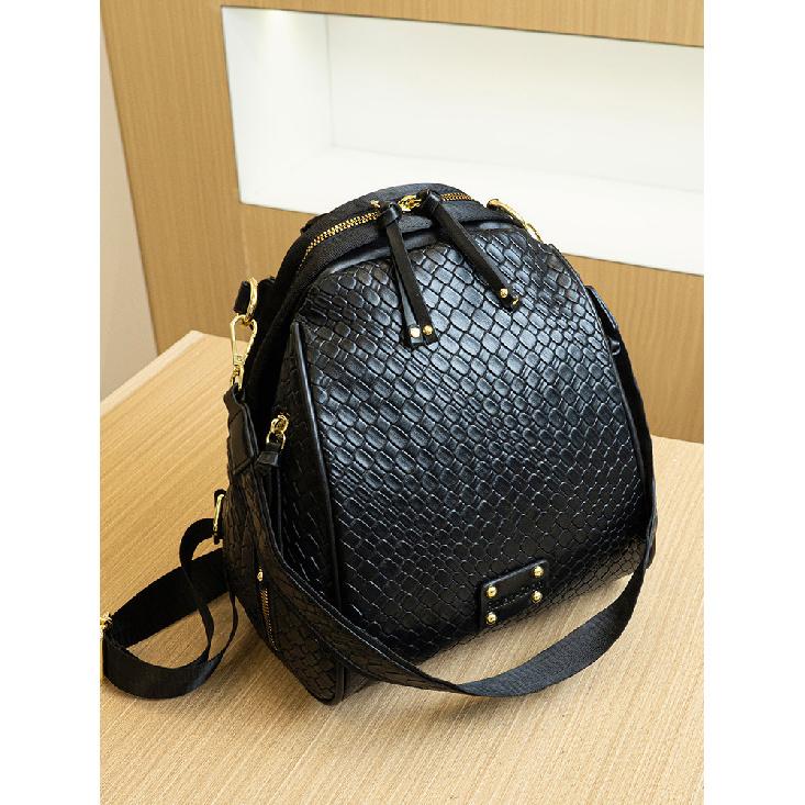 New Model Backpack Large Capacity Casual Stylish Women s Bag Double Shoulder Backpack Travel Bag Black Woven Bag Black Weave