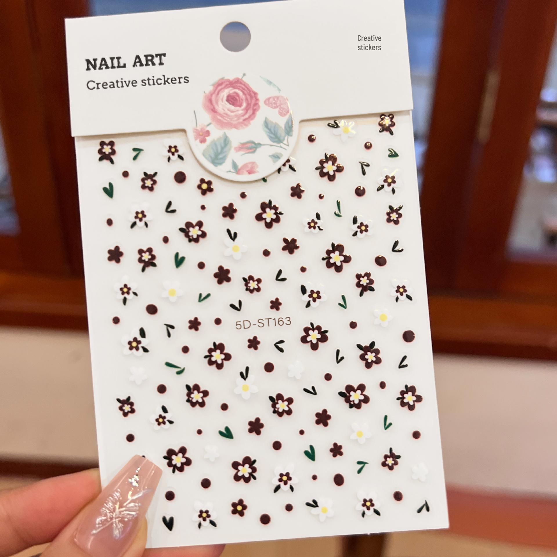 

Durable Daisy 5D Embossed Nail Stickers - No Curl Design