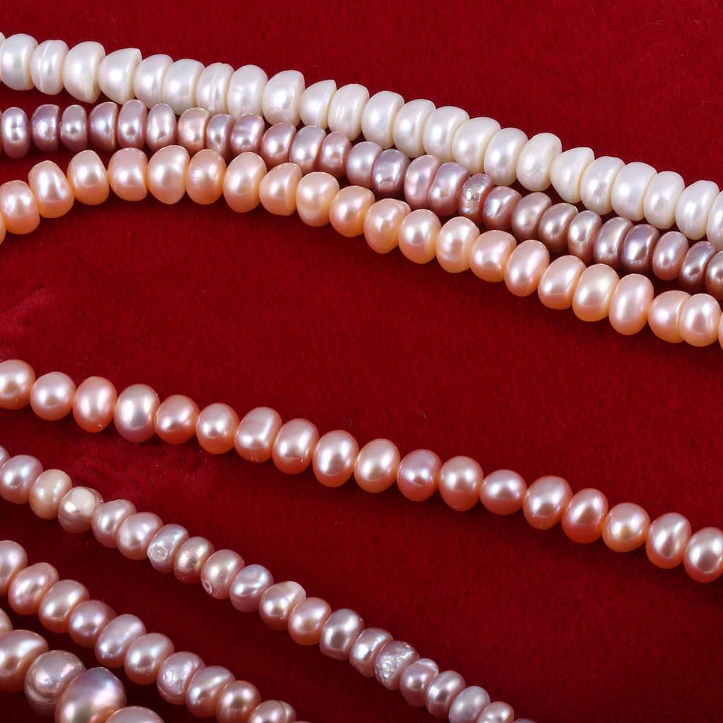 1String, Natural Freshwater Rondelle Pearl, 5-6mm White Loose Spacer Beads for Jewelry Making DIY Holiday Gift, Women's Crafts, 36cm