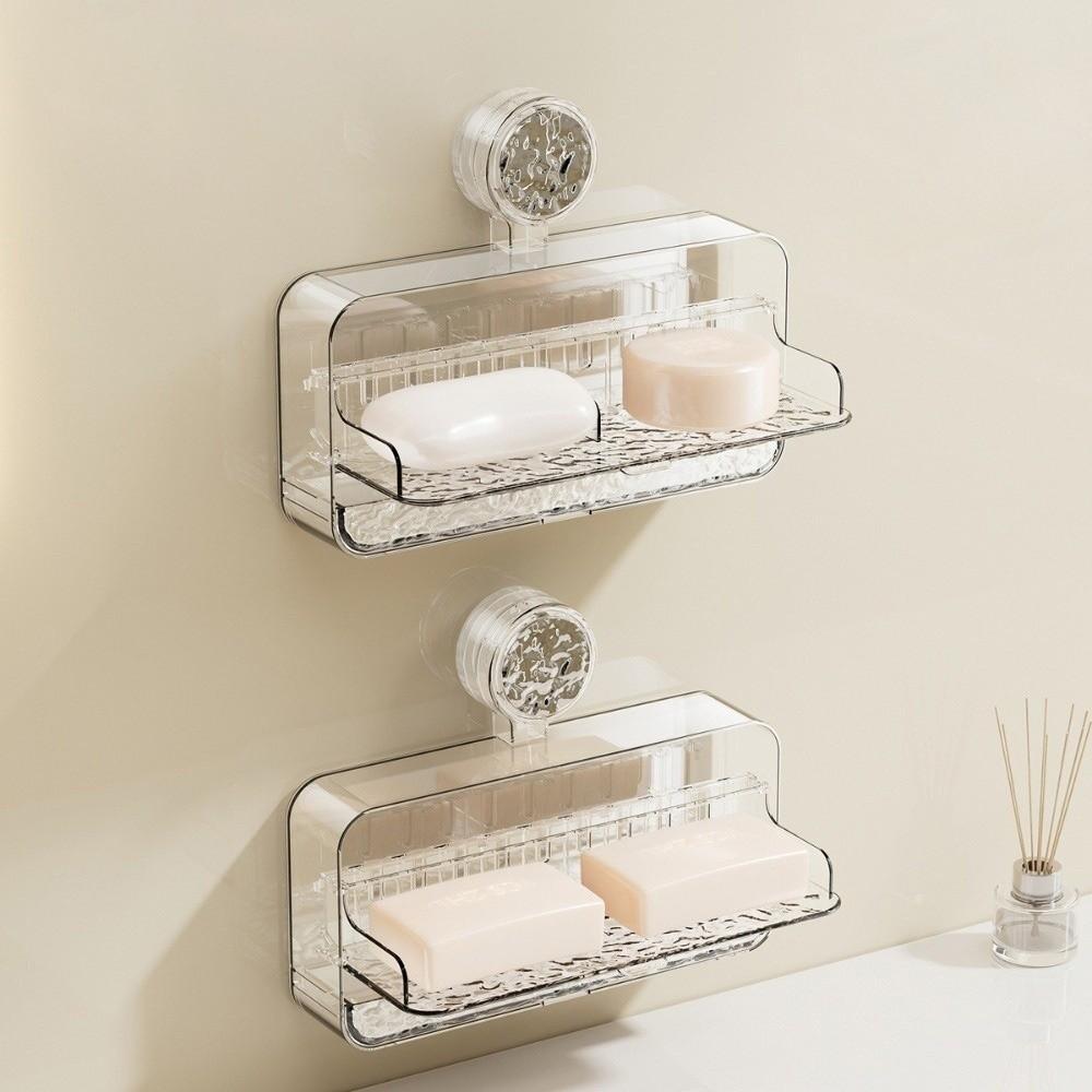 Wall Mounted Soap Dish Waterproof Toilet Drain Soap Box Light Luxury Soap Box  Bathroom Accessories