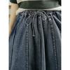 DIMANAF 2026 Plus Size Spring Denim Skirts Women Clothing Floral Fashion A-Line Jeans Skirt High Waist