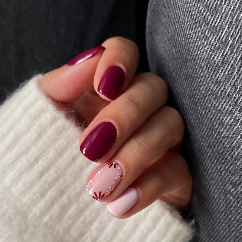 Europäische und amerikanische Gradient Pfirsichblüten Ballett Kurze Nagelspitzen