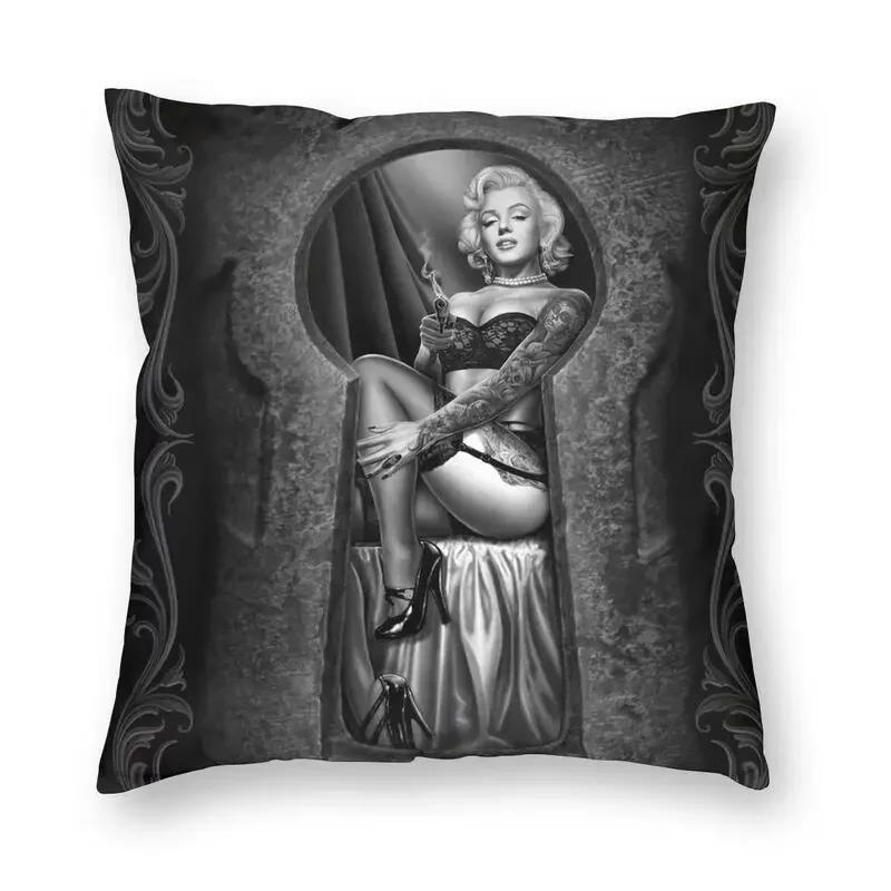 Halloween Zuckerschädel Mädchen Kissenbezug Sofa Heim Dekoration Mexikanisch Chicano Stil Quadratischer Wurfkissenbezug 40x40cm