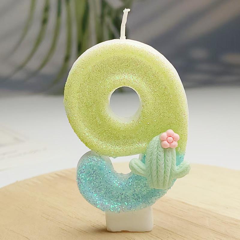 Creative Design Cactus Digital Candle Birthday Candle Party Festive Cake Decoration Atmosphere Props
